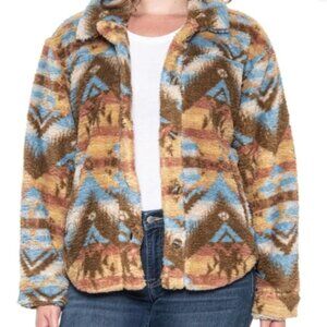 Lucky Brand Western Print Teddy Jacket